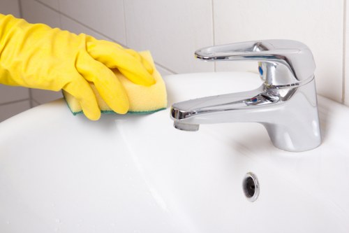 Professional hot water extraction cleaning a carpet